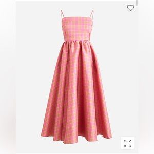 J. Crew Collection squareneck stretch taffeta dress in sunset plaid